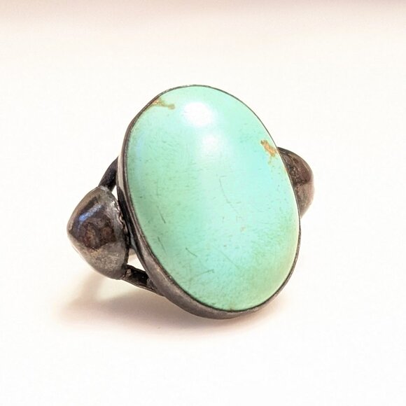 Artisan Crafted Jewelry - Handmade Turquoise Ring Vintage Sterling and Turquoise